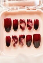 Crimson Marble Nails - Image 2