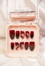 Crimson Marble Nails