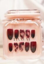 Crimson Marble Nails - Image 3